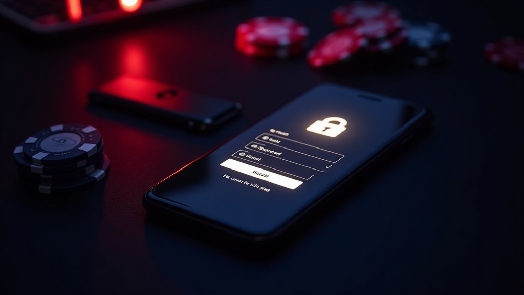 Secure mobile casino login screen with password and verification icons