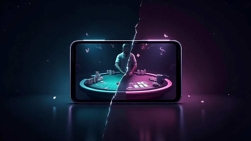 Split view of Android and iPhone casino app installation options on a smartphone