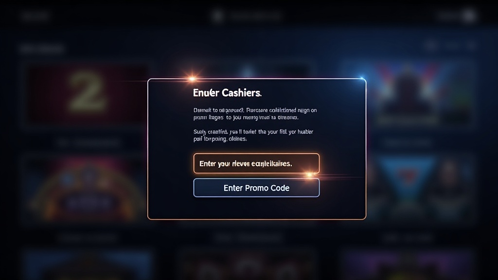 Highlighted promo code field inside a casino cashier window